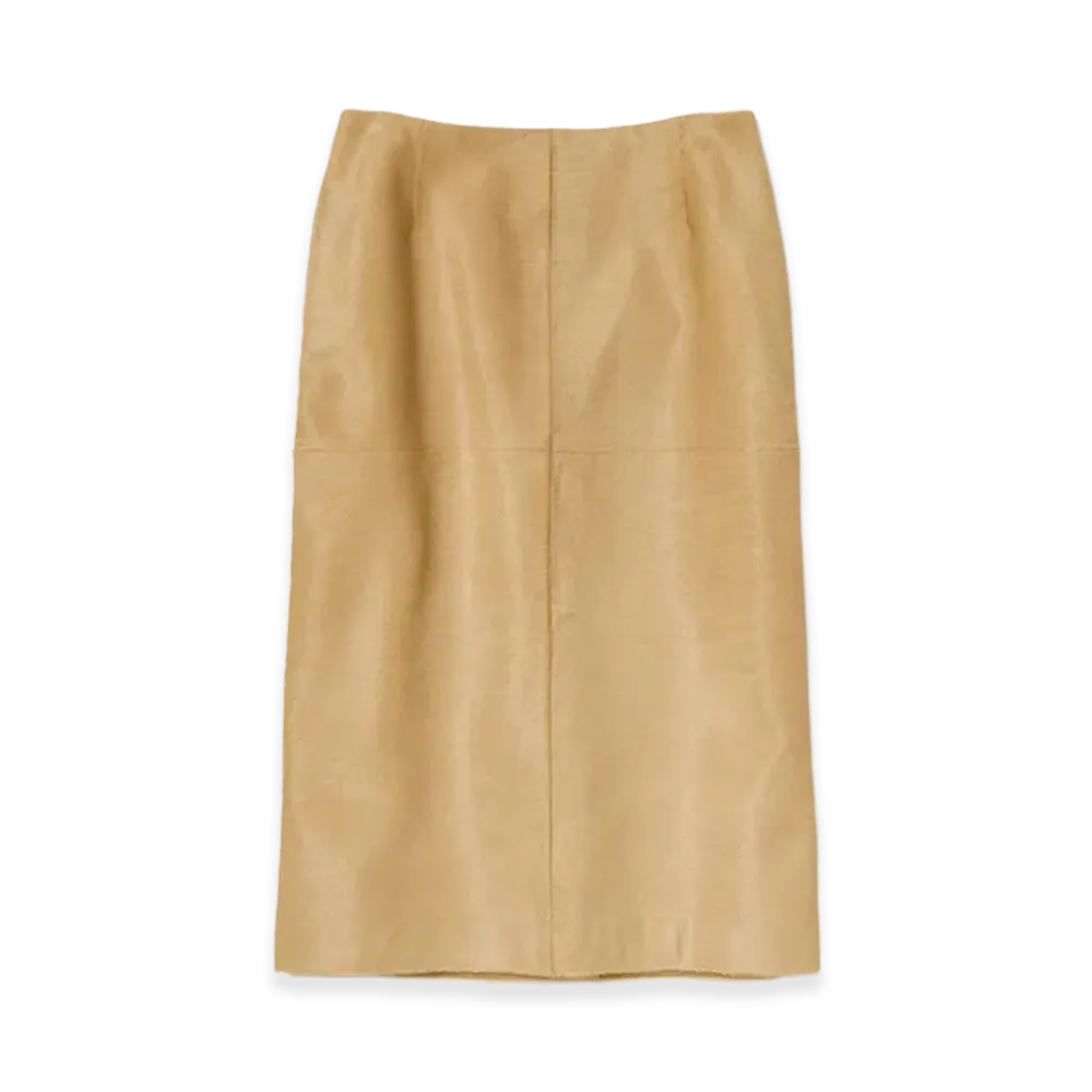 AURALEE Women's Calf Hair Skirt "Beige"