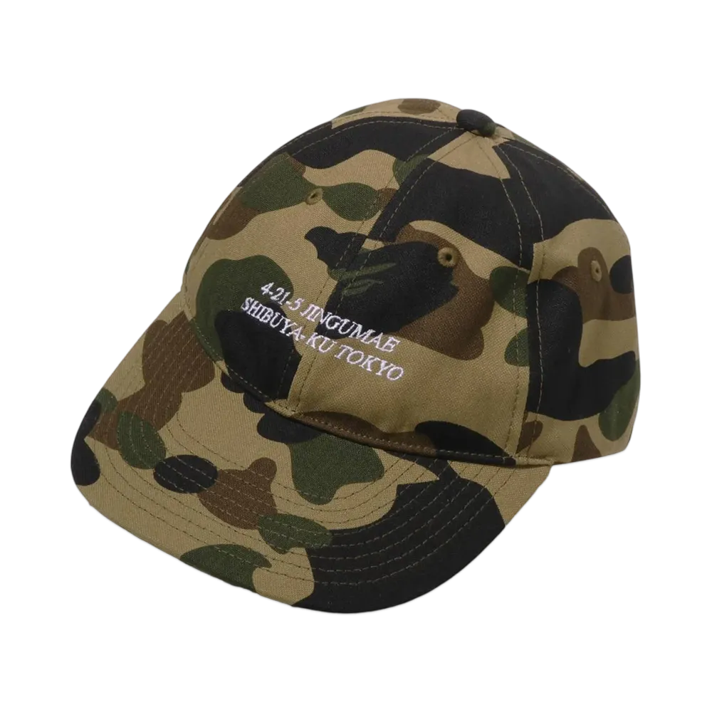 A BATHING APE 1St Camo Slogan Cap "Green"