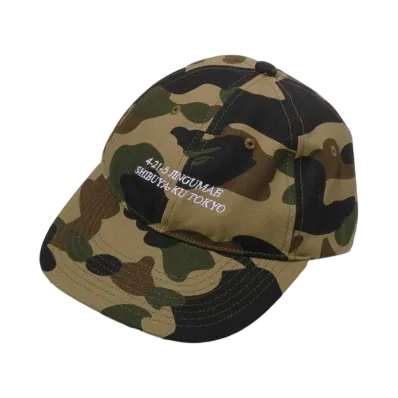 A BATHING APE 1St Camo Slogan Cap "Green"