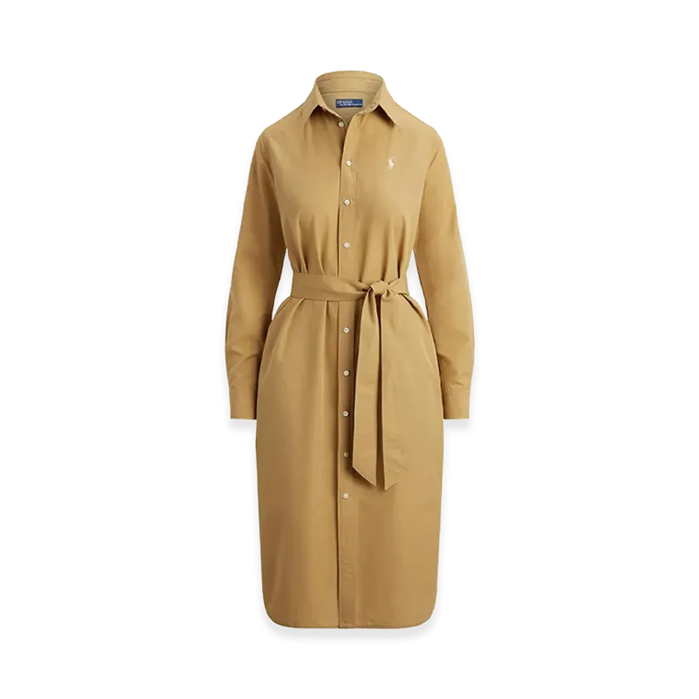 Polo Ralph Lauren Women's Cotton-Linen Belted Shirt Dress "Beige"