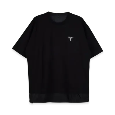PRADA Jersey and Re-Nylon T-Shirt "Black"