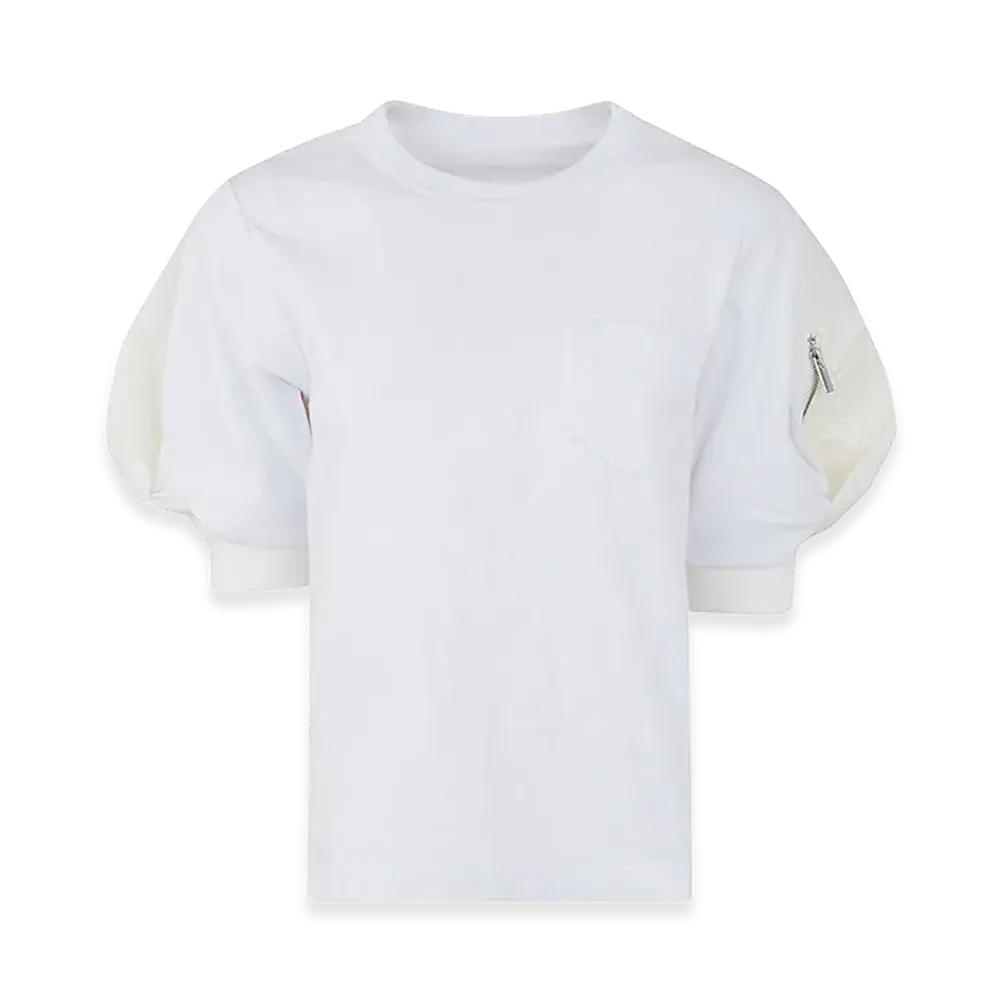 sacai Women's Nylon Twill x Cotton Jersey T-Shirt "White"
