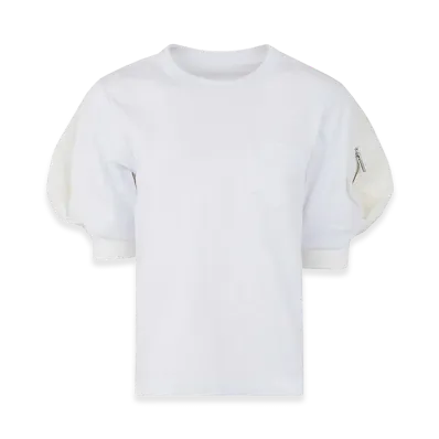 sacai Women's Nylon Twill x Cotton Jersey T-Shirt "White"