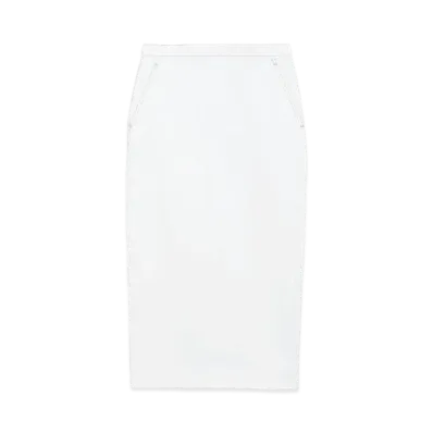 Max Mara Zulia Stretch Cotton Pencil Skirt "White"
