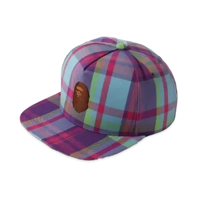 A BATHING APE CHECK SNAP BACK CAP "Purple"