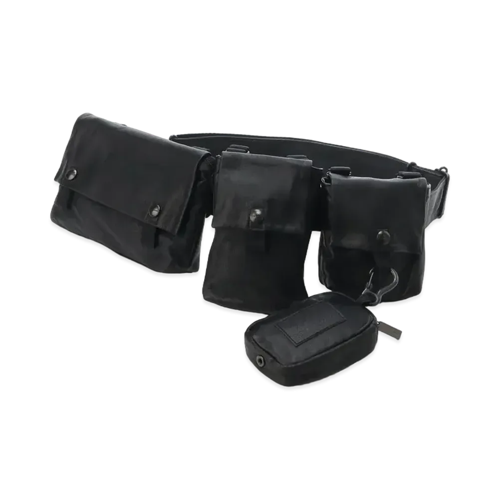 Yohji Yamamoto Pour Homme GARMENT LEATHER MILITARY WAIST POUCH "Black"