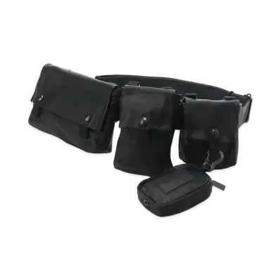 Yohji Yamamoto Pour Homme GARMENT LEATHER MILITARY WAIST POUCH "Black"