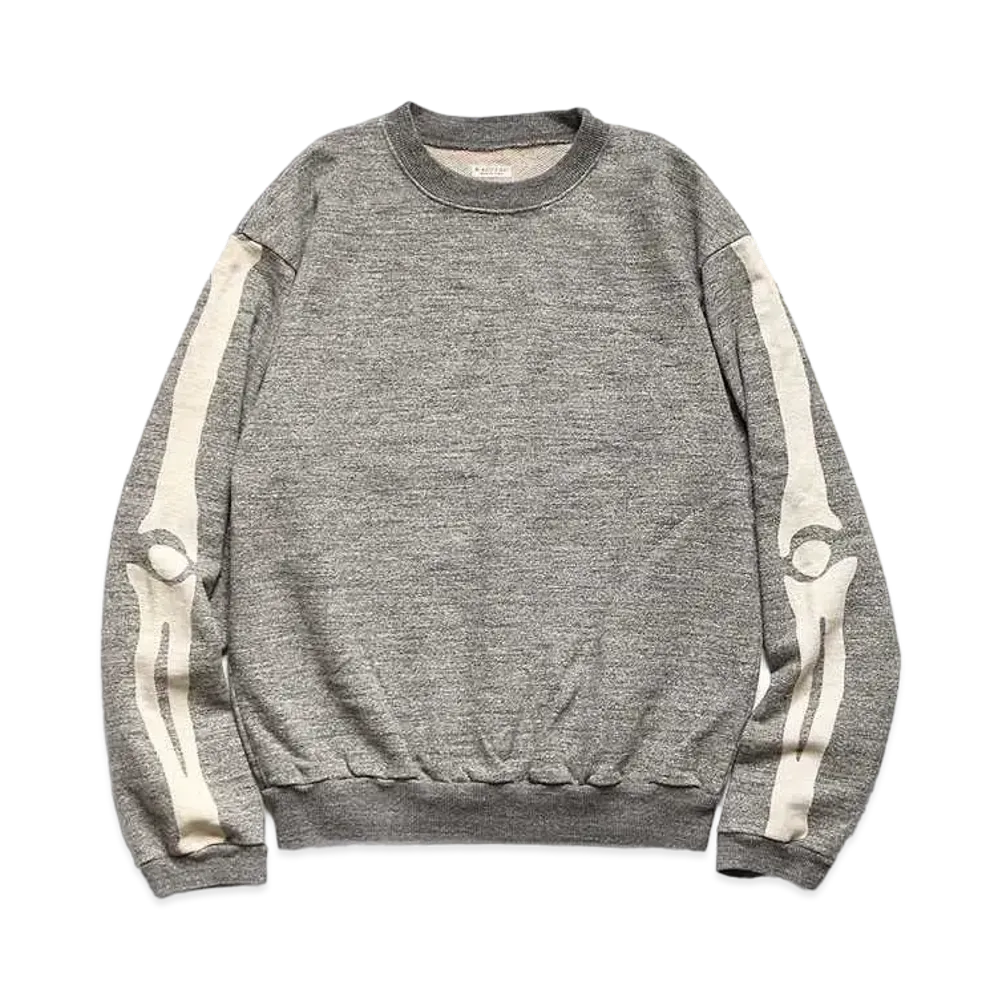 KAPITAL Heather Fleece Bone Crewsweat "Charcoal"