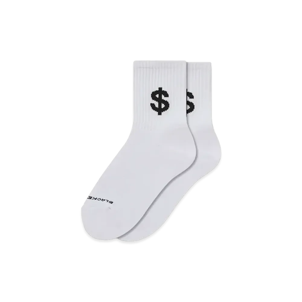 BlackEyePatch Dollar Sign Short Socks "White"