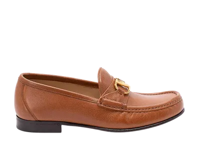 Valentino Garavani Women's Brown Leather Vlogo Loafers "Brown"