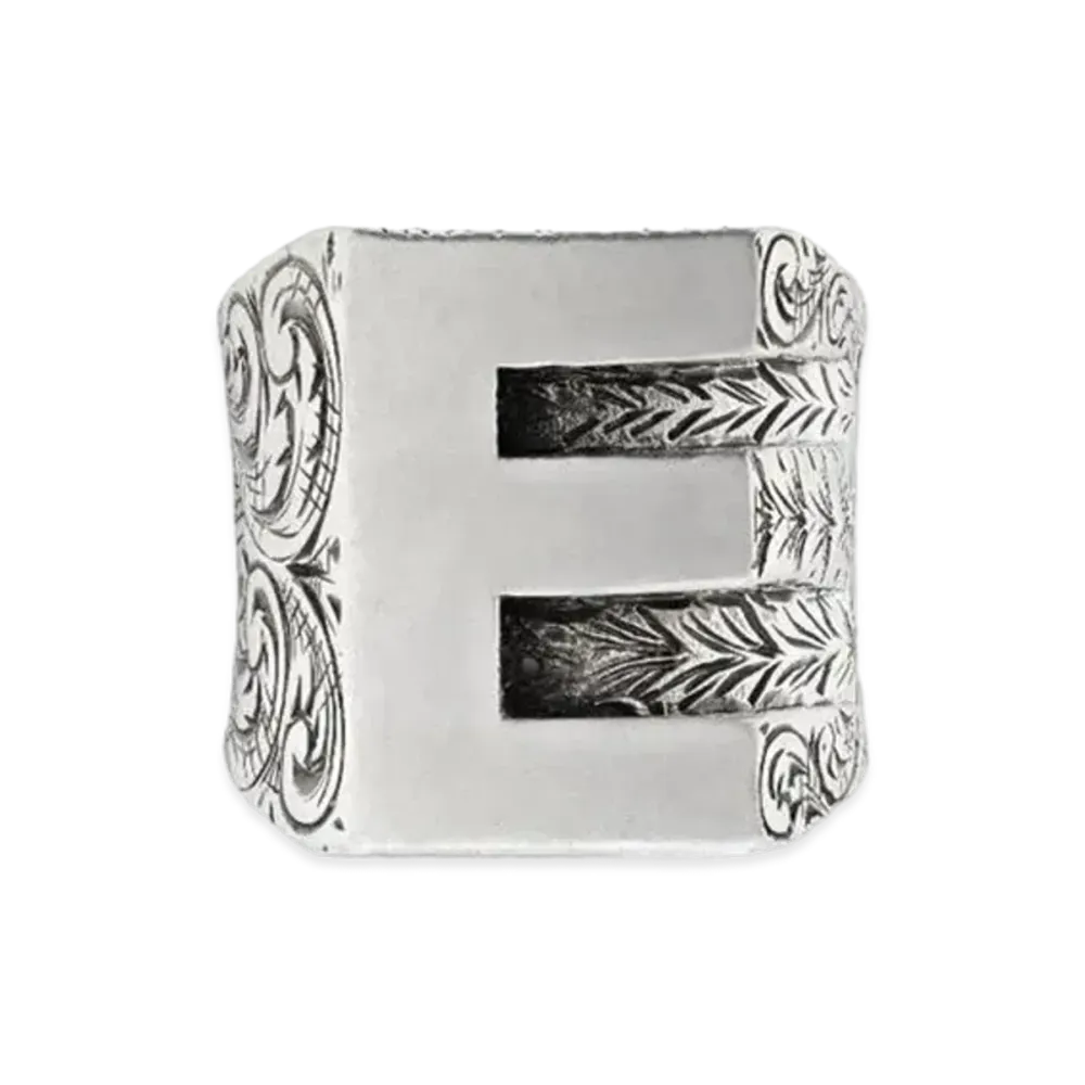 GUCCI Alphabet "E" Silver Ring "Silver"