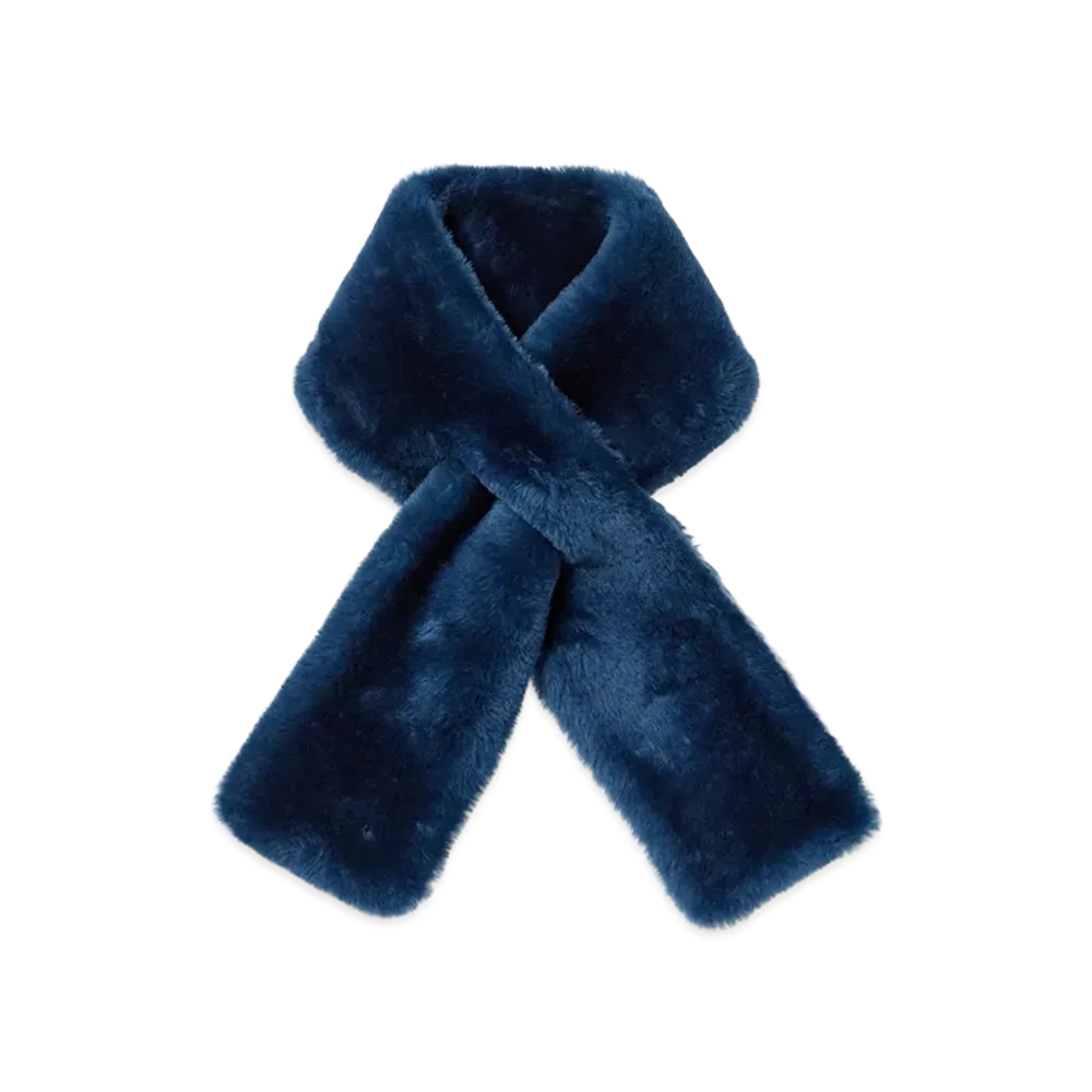 AURALEE Straight Merino Mouton Fur Stole "Navy"