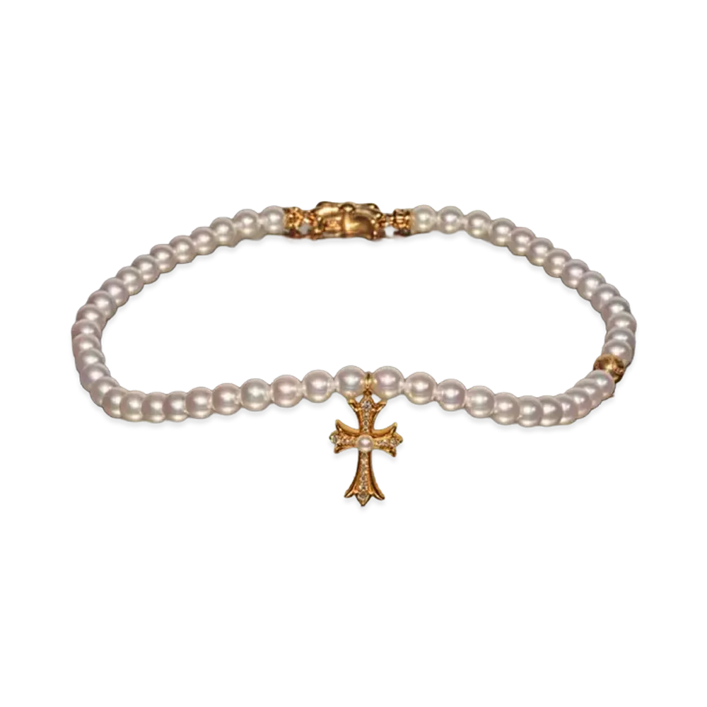 Chrome Hearts x MIKIMOTO 22K Tiny Fat Necklace "White/Gold"