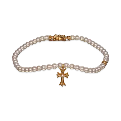 Chrome Hearts x MIKIMOTO 22K Tiny Fat Necklace "White/Gold"