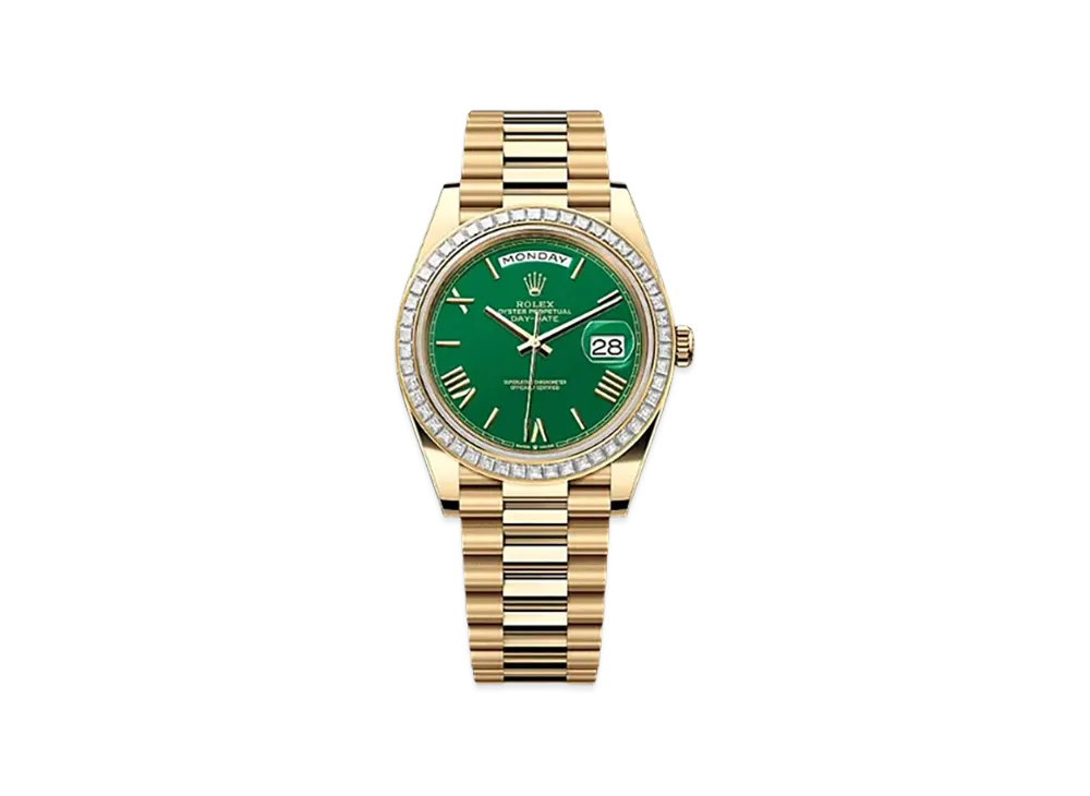ROLEX Day-Date 40mm Yellow Gold Diamond 228398TBR "Green"