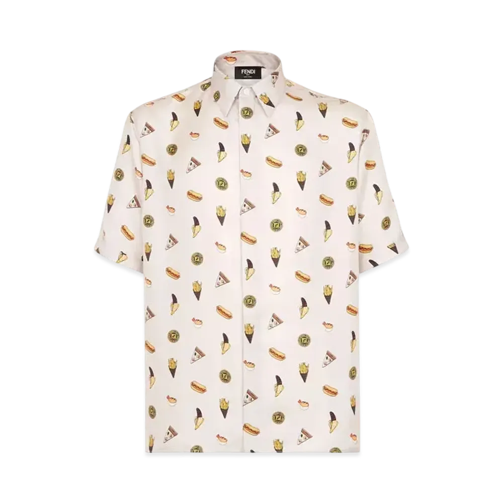 FENDI Men's Shirt Silk Fendilicious "White"