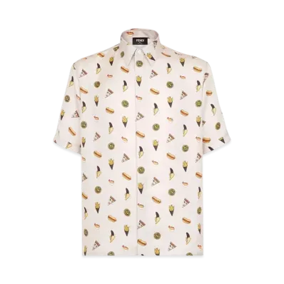 FENDI Men's Shirt Silk Fendilicious "White"
