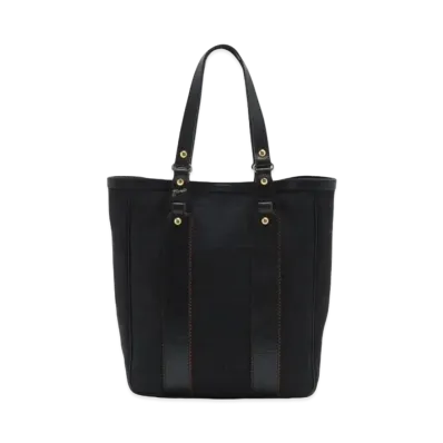 FENDI Zucchino Canvas Leather Tote Bag "Black"
