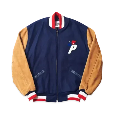 PALACE Ebbets Field Wool Suede Varsity Jacket "Brown Navy"
