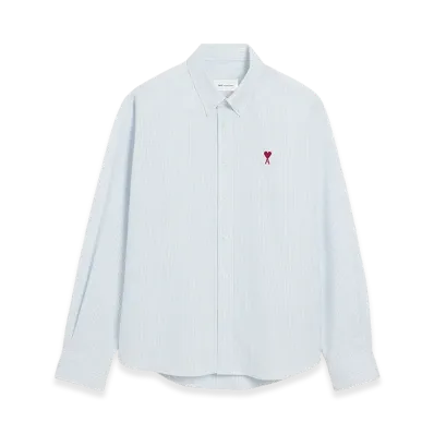 AMI PARIS Cotton Button Down Ami De Coeur Shirt "Blue"