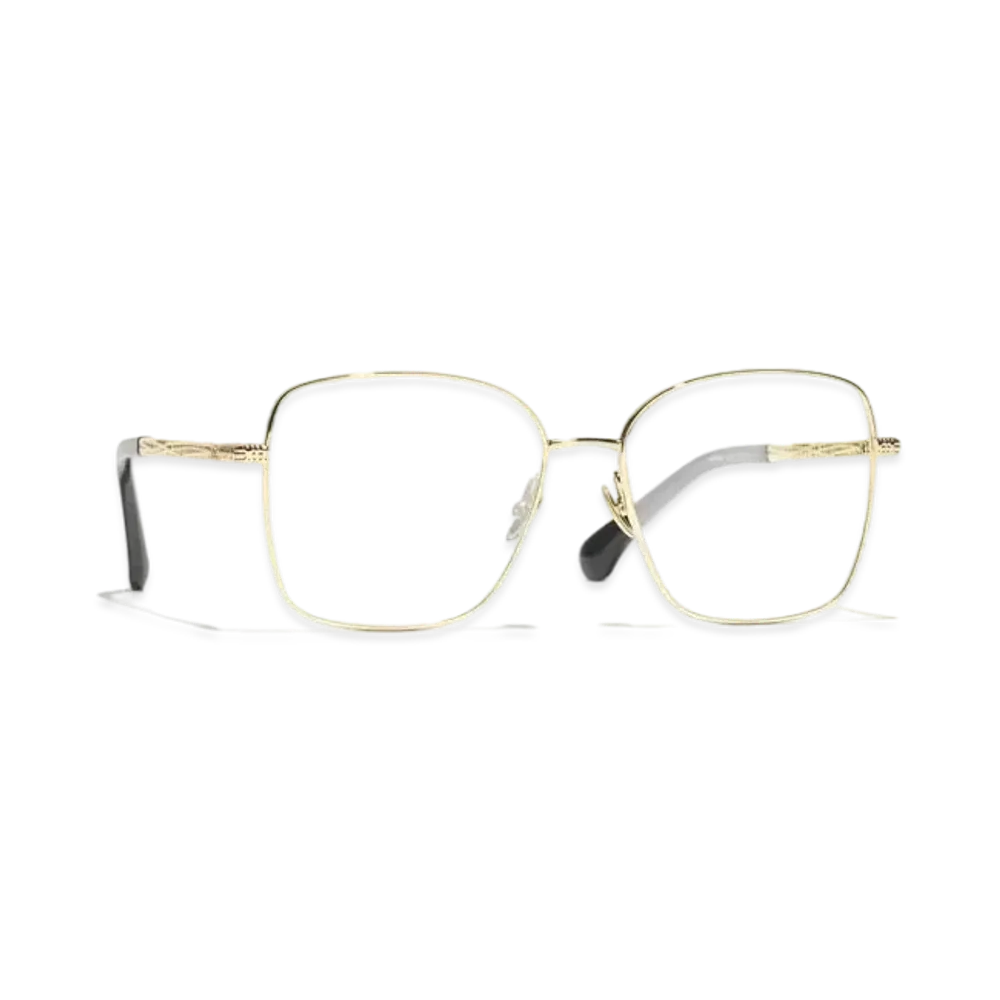 CHANEL Square Eyeglasses Metal "Light Gold"