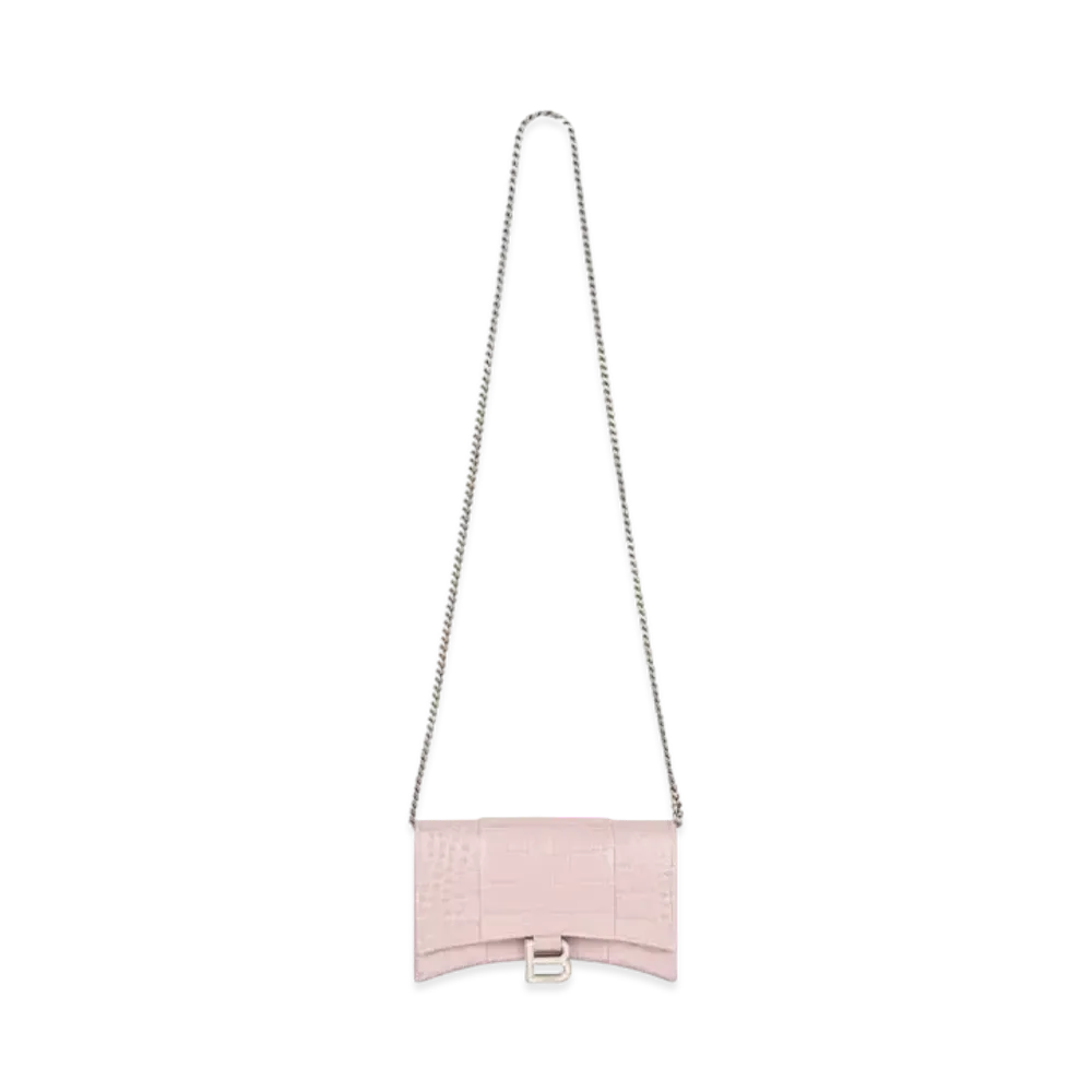 BALENCIAGA Hourglass Wallet With Chain "Pink"
