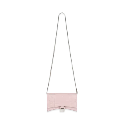 BALENCIAGA Hourglass Wallet With Chain "Pink"