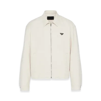 PRADA Velvet Denim Blouson Jacket "Natural"