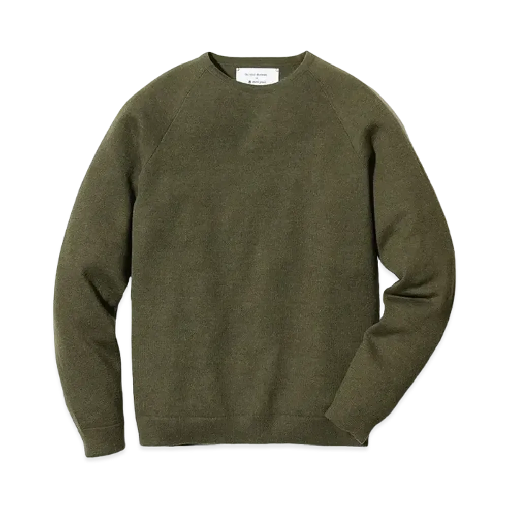 snow peak Raglan Crew Neck Knit Sweater "Khaki"