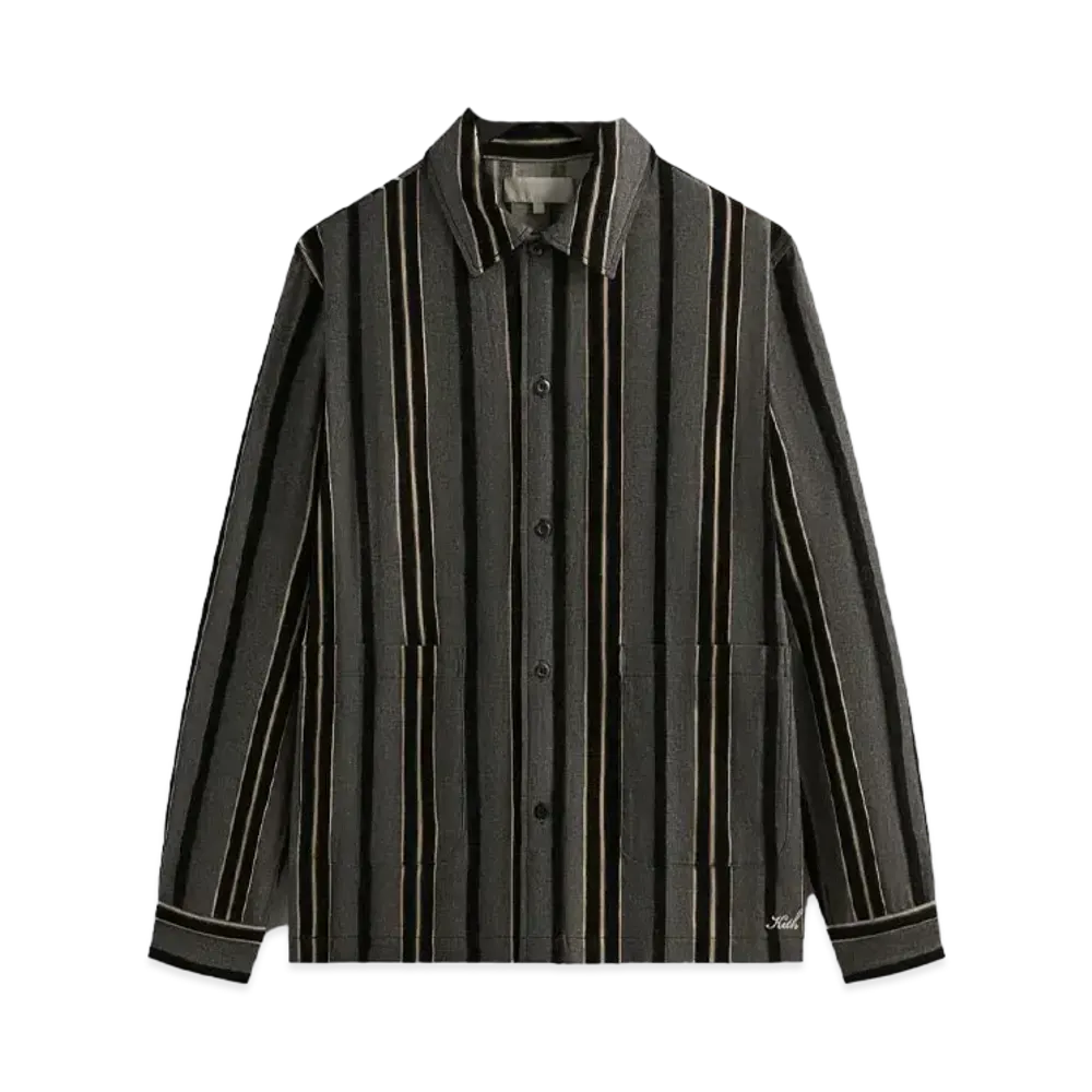 Kith Striped Flannel Boxy Collared Overshirt "Black"