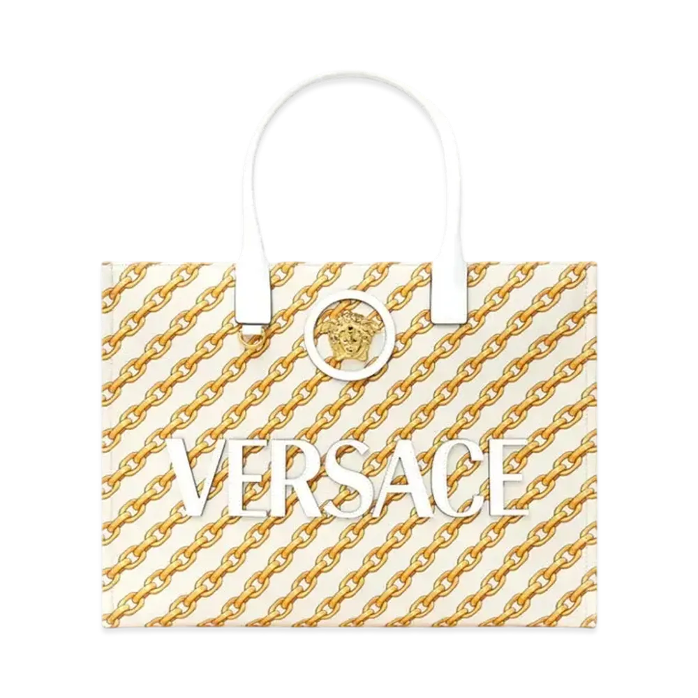 Versace Chain Stripes La Medusa Large Tote Bag "Print"
