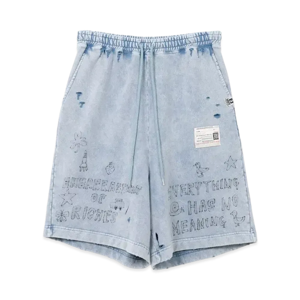 Maison MIHARA YASUHIRO Bleached Graffiti Print Sweat Shorts "Blue"