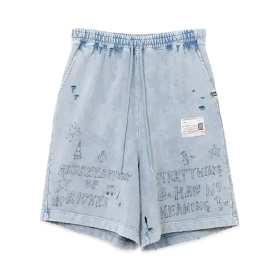 Maison MIHARA YASUHIRO Bleached Graffiti Print Sweat Shorts "Blue"