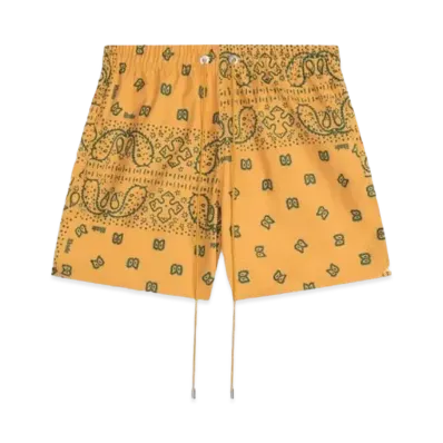 RHUDE Bandana Print Swim Trunks "Yellow"