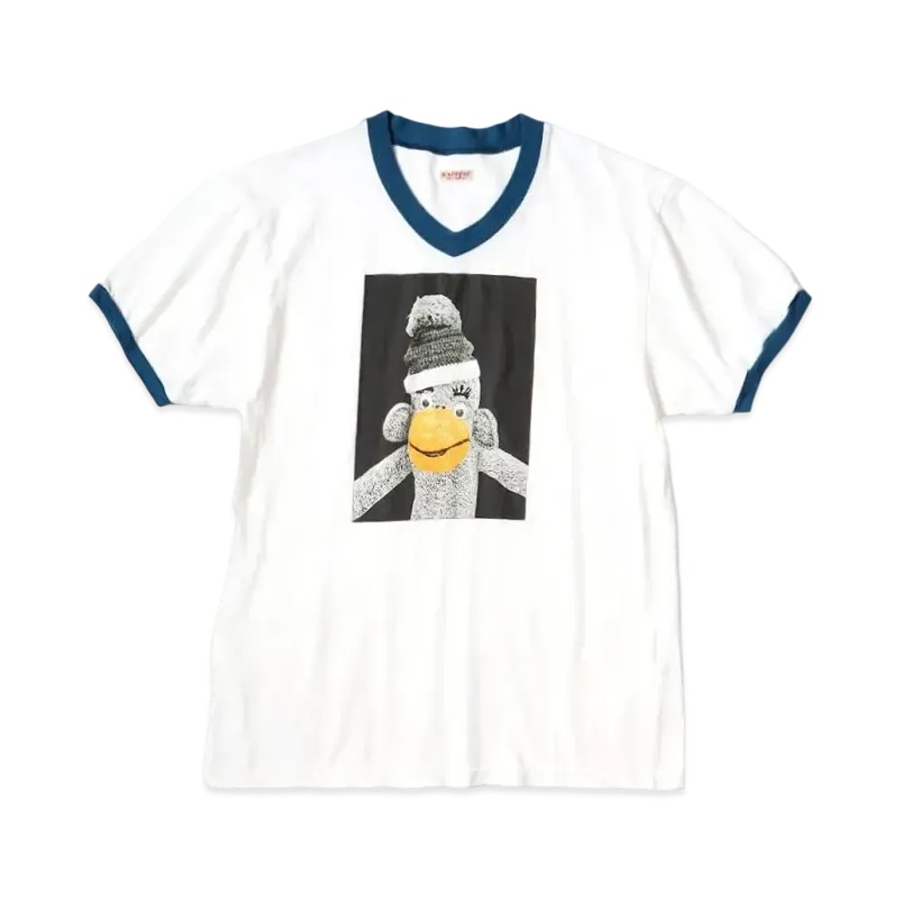 KAPITAL 20 India V Neck Ringer Tee "White"