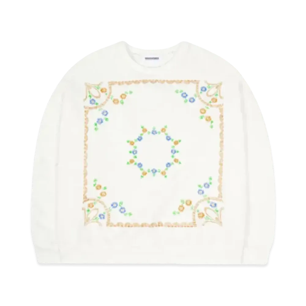 DISCOVERED FLOWER EMBROIDERY SWEAT "WHITE"