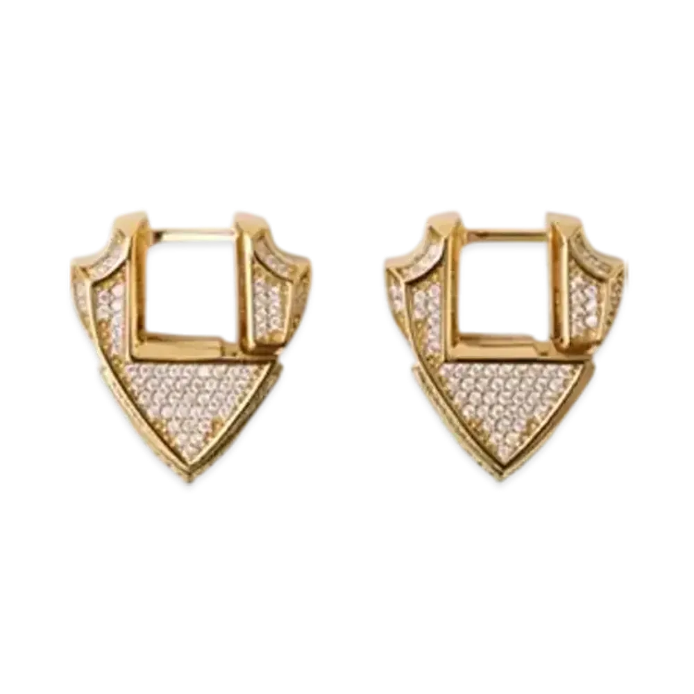 Burberry Small Shield Pave Earrings "Gold/Clear"