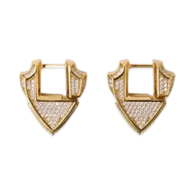 Burberry Small Shield Pave Earrings "Gold/Clear"