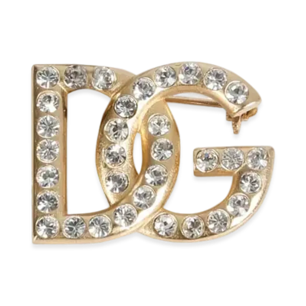 Dolce&Gabbana Rhinestone-Detailed DG Logo Brooch "Gold"
