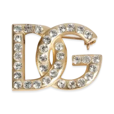 Dolce&Gabbana Rhinestone-Detailed DG Logo Brooch "Gold"