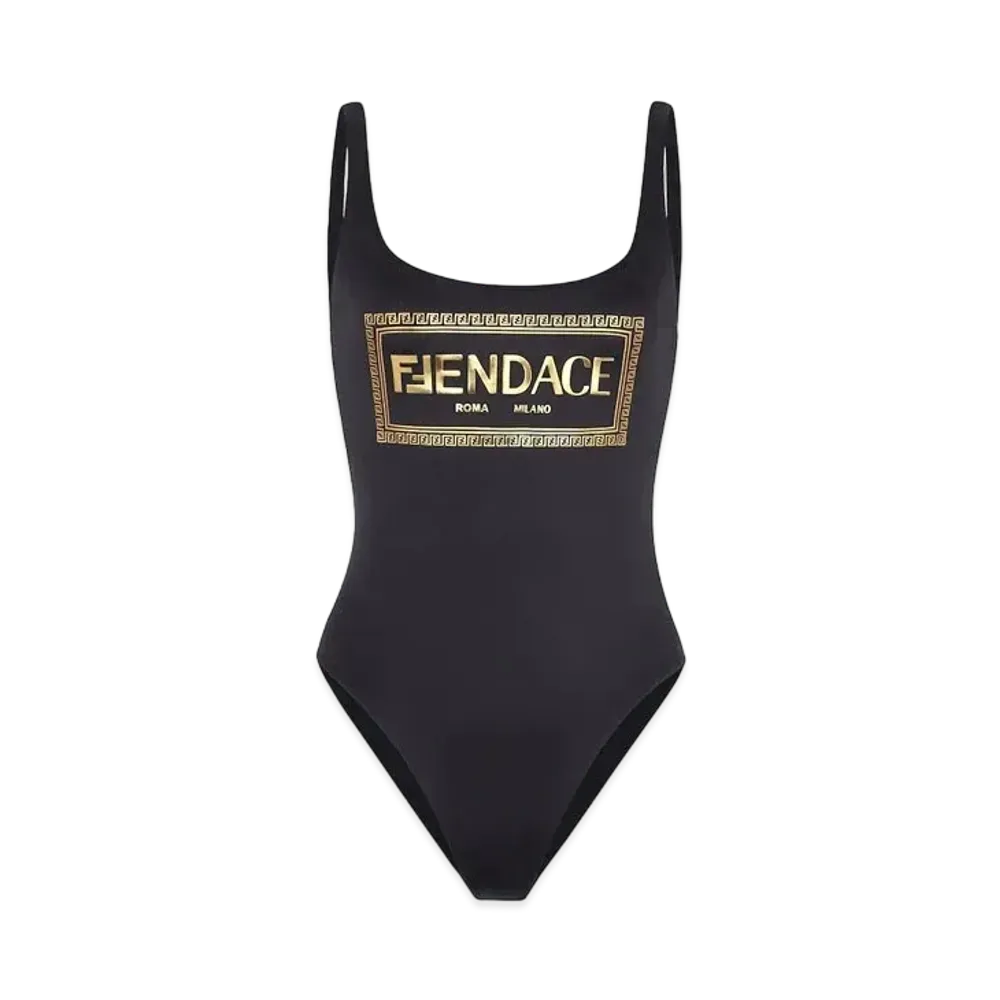 FENDI x Versace Fendace Logo Black Lycra Swimsuit "Black"