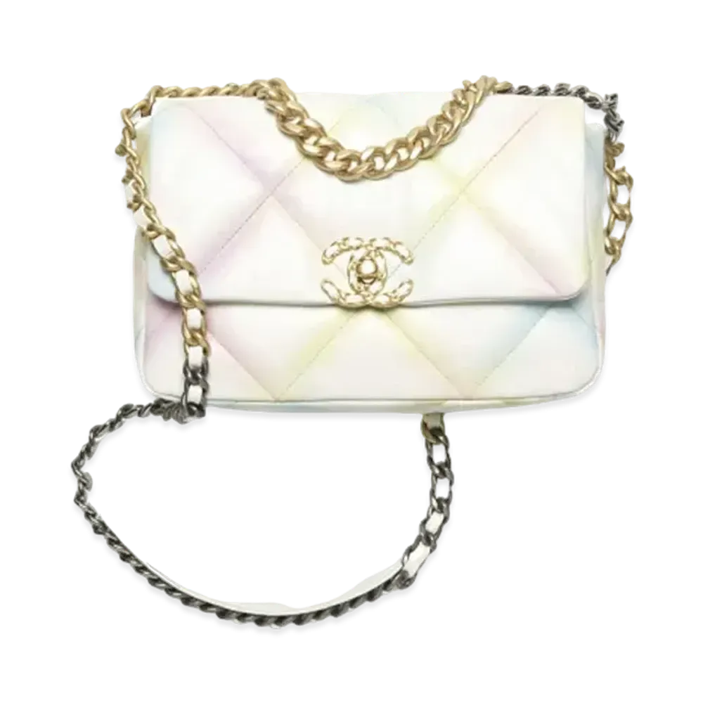 CHANEL 19 Hand Bag Printed Goat Skin "White"