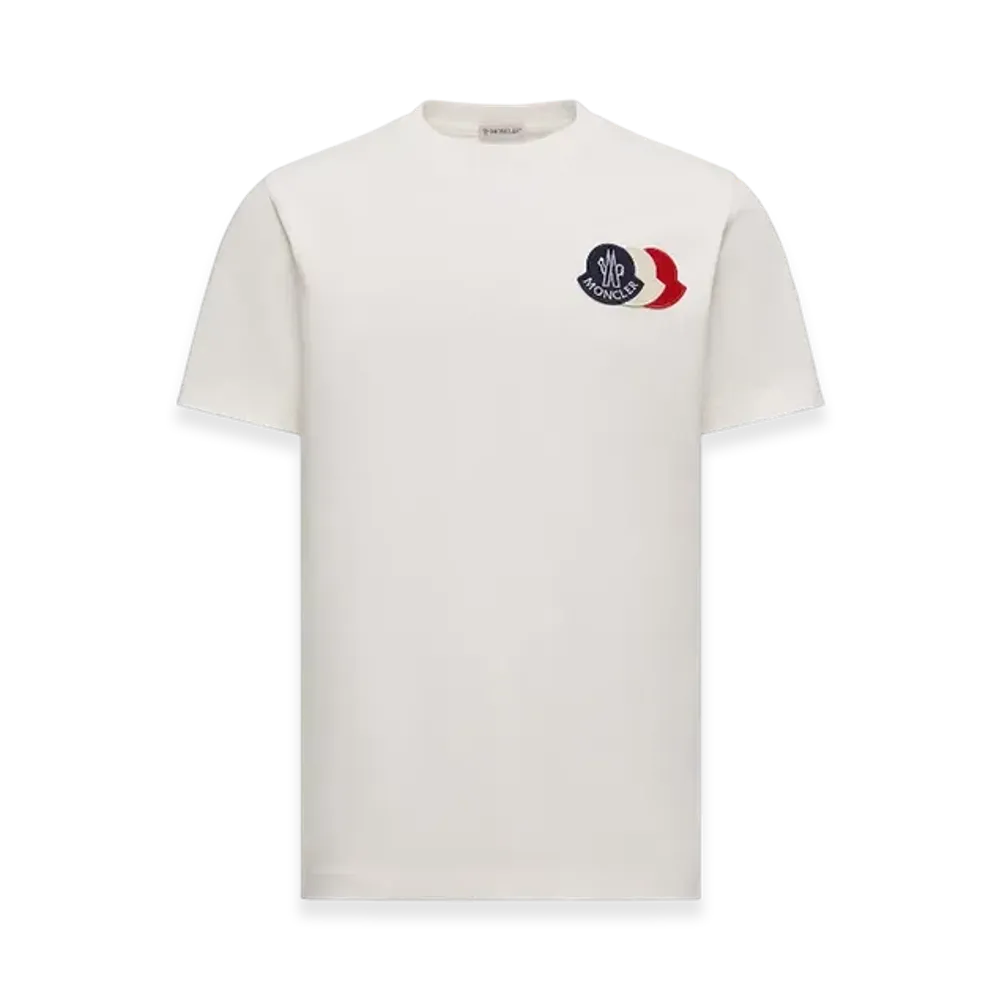 MONCLER Embroidered Tricolour Logo Cotton T-Shirt "White"