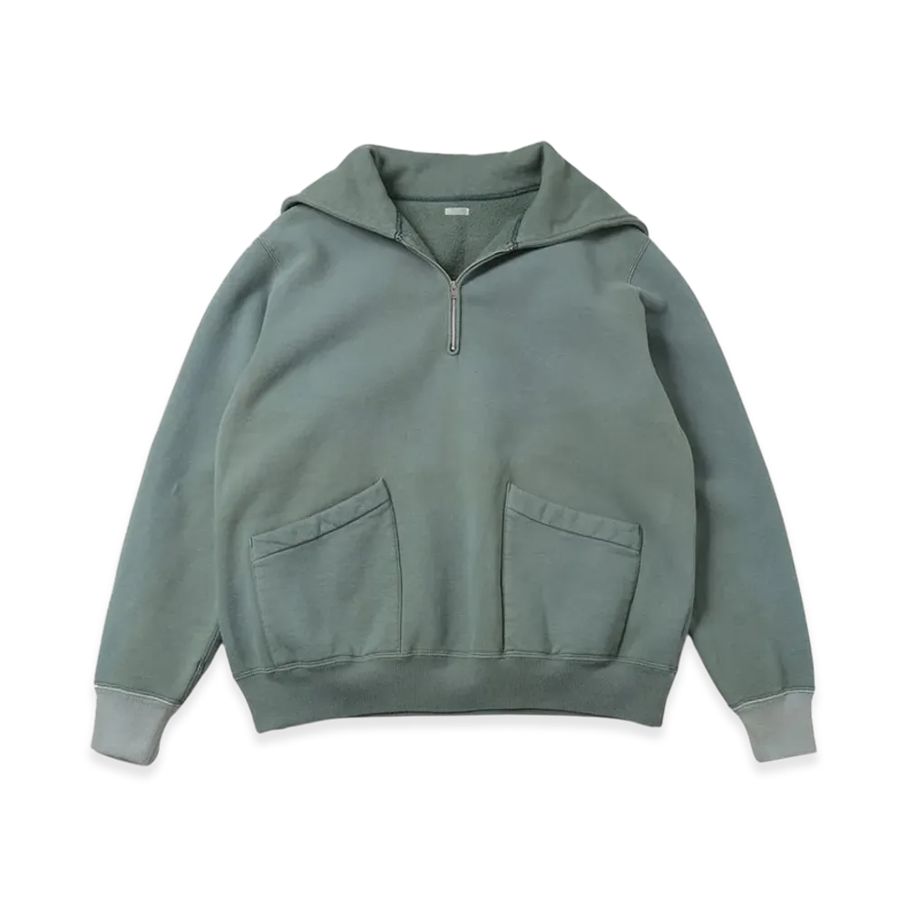 A.PRESSE Vintage Sailor Hood Half Zip Sweatshirt "Green"