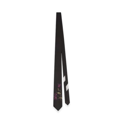 DRIES VAN NOTEN Printed Silk Tie "Fuchsia"