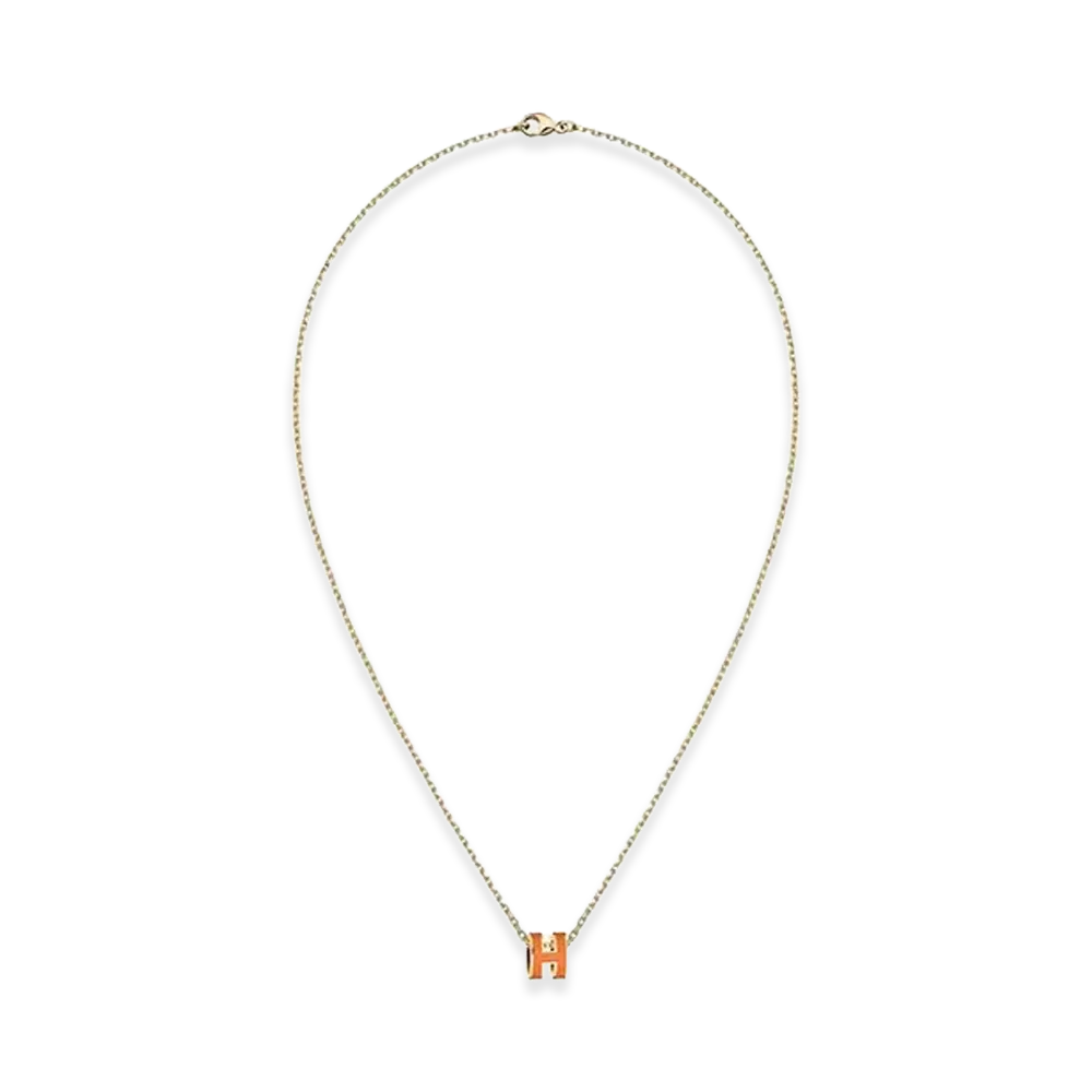 Hermes Mini Pop H Pendant "Gold/Orange Soie"