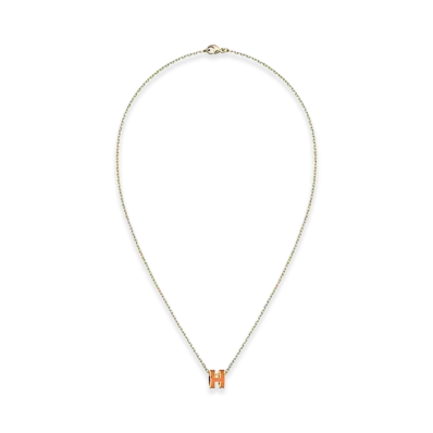 Hermes Mini Pop H Pendant "Gold/Orange Soie"