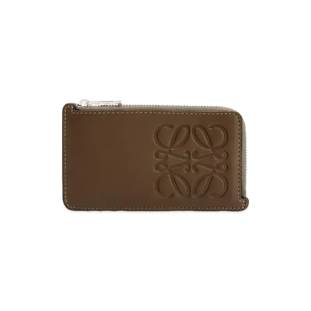 LOEWE Brand Coin Cardholder In Smooth Calfskin "Khaki Brown"