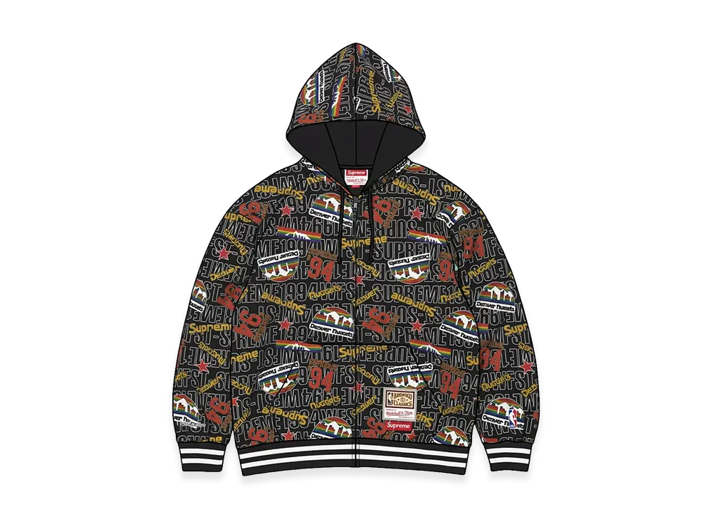 Supreme x Mitchell & Ness Teams Zip Up Hooded Sweatshirt "Black"