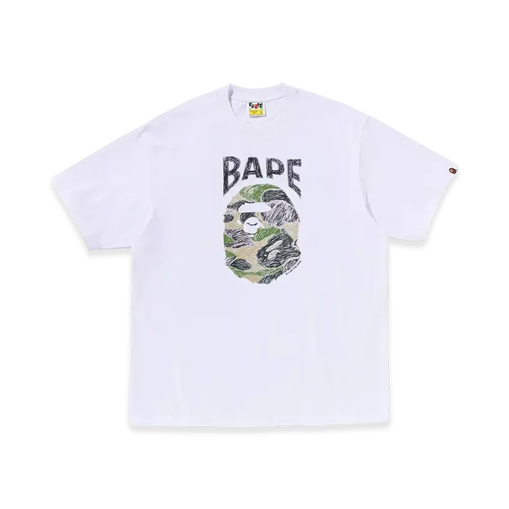A BATHING APE ABC Camo Hand Draw Ape Head Relaxed Fit Tee "White"
